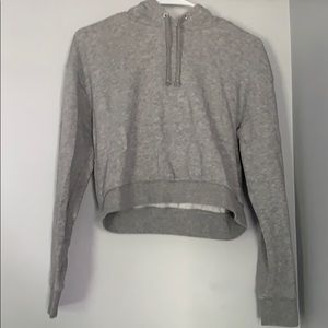 Grey crop top hoodie